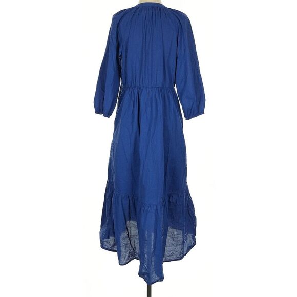Xirena Ella Dress 100% Cotton Long Sleeve Tired Cobalt Blue Midi Size Small - Picture 4 of 11